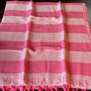 Victoria’s Secret Pink Striped Throw Beach Blanket Never  Used